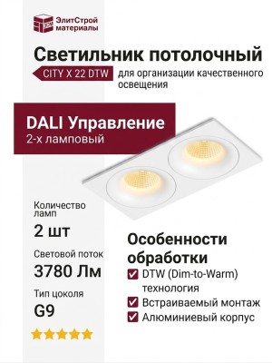 Светильник потолочный CITY X 22 DTW W 2FW DALI