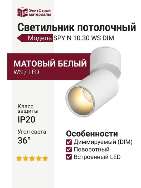 Светильник потолочный SPY N 10.30 WS DIM