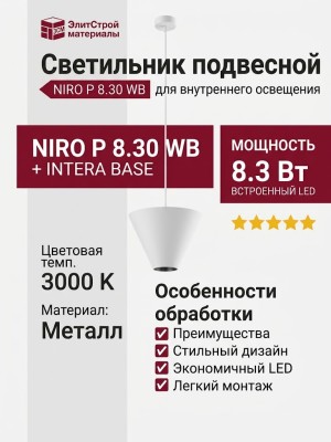 Светильник подвесной NIRO P 8.30 WB + INTERA BASE
