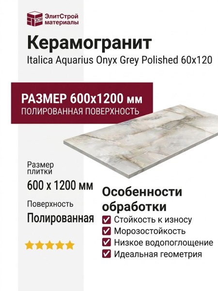 Italica Aquarius Onyx Grey Polished 60x120