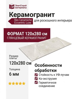 Rex Ceramiche Eccentric Luxe Cloudy White Glossy 120x280 778821