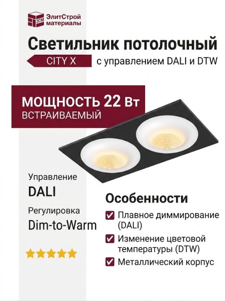 Светильник потолочный CITY X 22 DTW W 2FB DALI