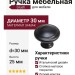Ручка кнопка Giusti WPO.2025Y.30.M00N4, материал Замак, цвет Чёрный, отделка Черный, 25*d=30 мм