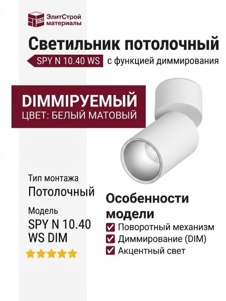 Светильник потолочный SPY N 10.40 WS DIM