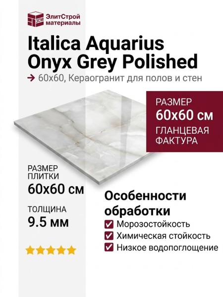 Italica Aquarius Onyx Grey Polished 60x60