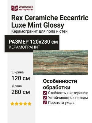 Rex Ceramiche Eccentric Luxe Mint Glossy 120x280 778825