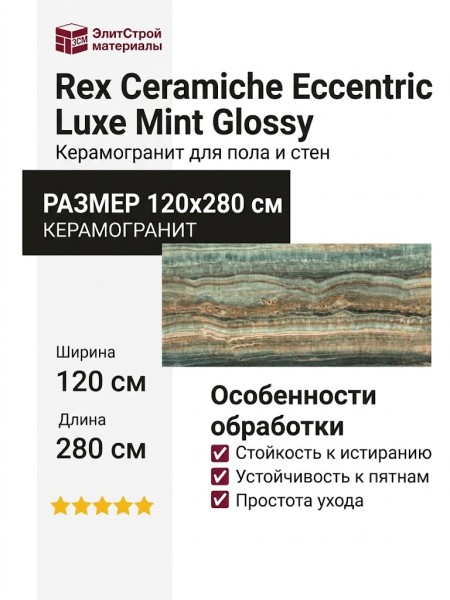 Rex Ceramiche Eccentric Luxe Mint Glossy 120x280 778825