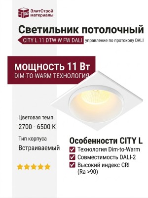 Светильник потолочный CITY L 11 DTW W FW DALI