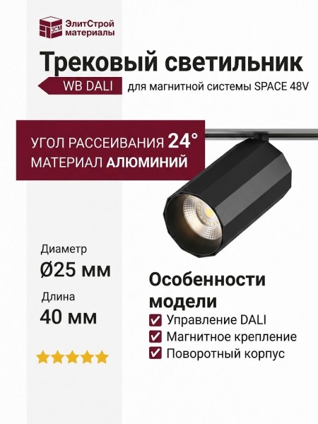 Магнитный трековый светильник SUPERSPIKE Q 25.40 WB DALI