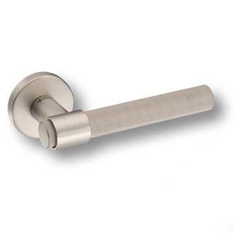 Дверная ручка на круглой розетке HA187TRO12 NBM-NBM/NB, материал Замак, отделка Никель, 150*52 мм