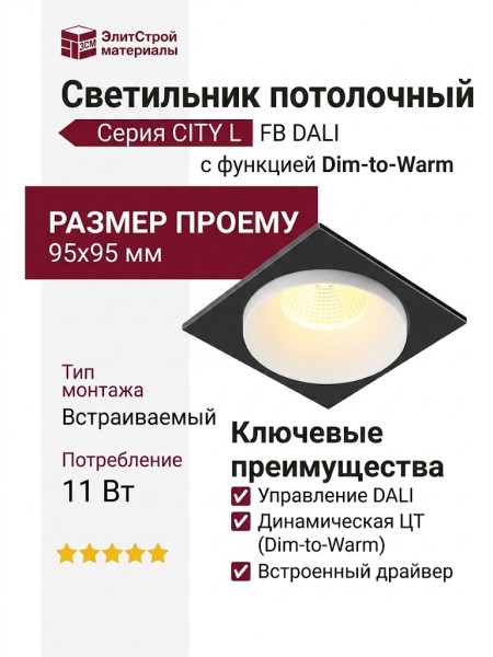 Светильник потолочный CITY L 11 DTW W FB DALI