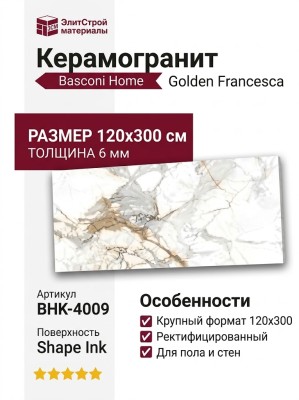 Basconi Home Golden Francesca Shape Ink 120x300 BHK-4009