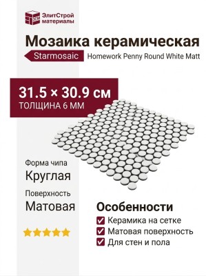 Starmosaic Homework Penny Round White Matt (NK41000) 31.5x30.9 С0003639
