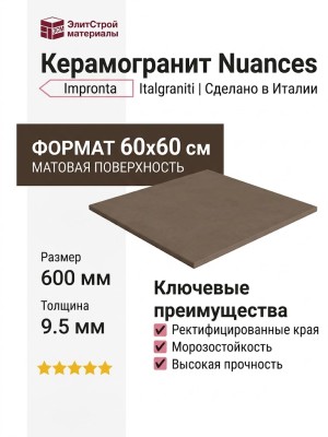 Impronta Italgraniti Nuances Marrone 60x60 NU0868