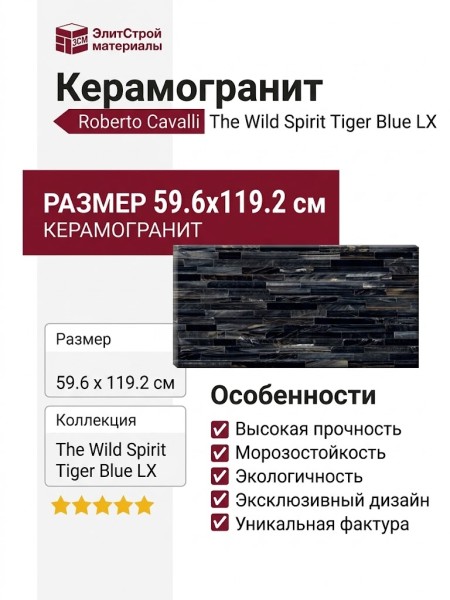 Roberto Cavalli The Wild Spirit Tiger Blue LX 59.6x119.2 0502016 TWS