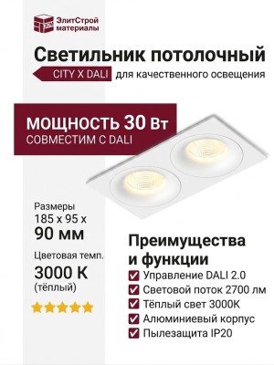 Светильник потолочный CITY X 22.30 W 2FW DALI