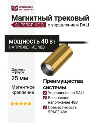 Магнитный трековый светильник SUPERSPIKE Q 25.40 PBR DALI