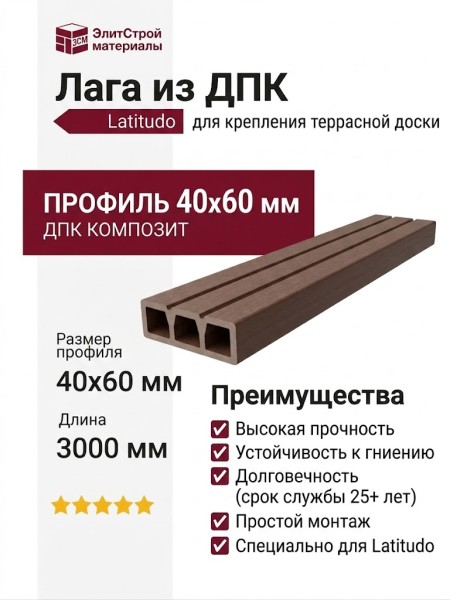 Лага из ДПК для крепления террасной доски Latitudo