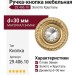 Ручка кнопка 29.406.10, материал Замак, отделка Золото Хрусталь, d=30 мм