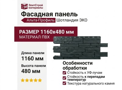Фасадная панель Альта-Профиль, Шотландия ЭКО Графит