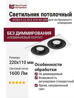 Светильник потолочный SFERA R 22.40 B 2FW NO DIM