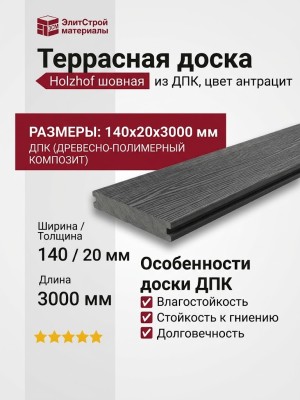 Террасная доска Holzhof из ДПК, цвет антрацит