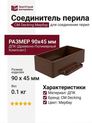 Соединитель перила прямой CM Decking 90х45