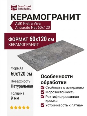 ABK Pietra Viva Antracite Nat 60x120 PF60012913