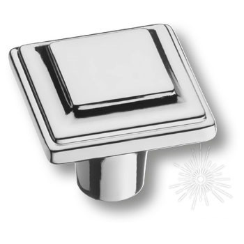 Ручка кнопка SYSTEM 3305 0008 PN, материал Замак, отделка Никель, 30*30 мм