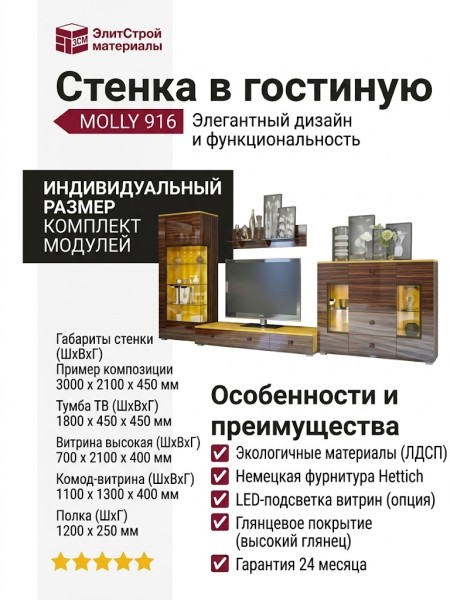 Стенка в гостиную MOLLY 916