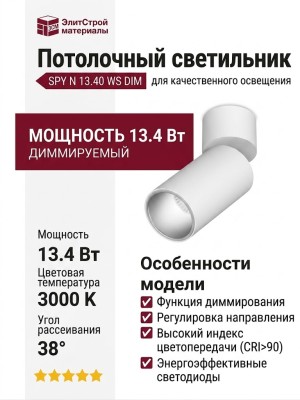 Светильник потолочный SPY N 13.40 WS DIM
