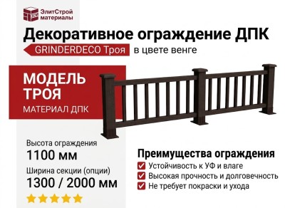 Декоративное ограждение ДПК GRINDERDECO Троя в цвете венге