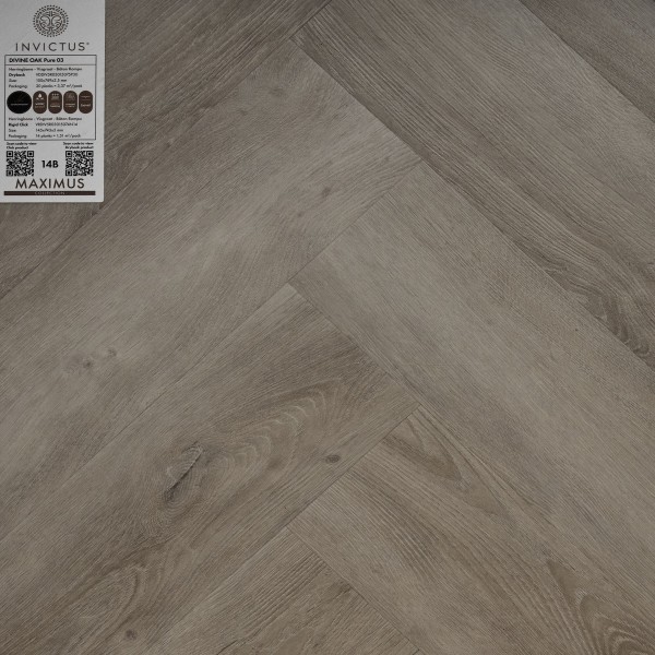 Кварцвиниловая плитка Invictus коллекция Maximus Click Herringbone 03 Divine Oak Pure