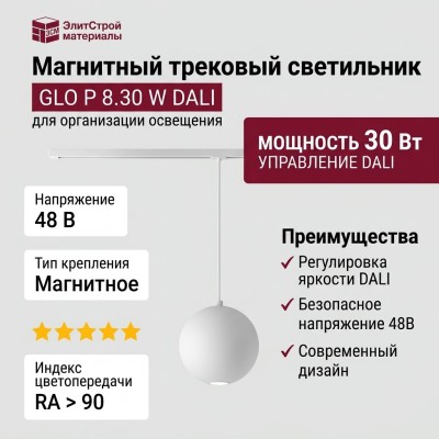Магнитный трековый светильник GLO P 8.30 W DALI