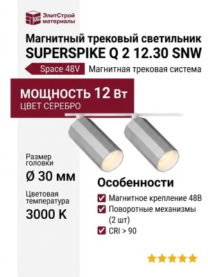 Магнитный трековый светильник SUPERSPIKE Q 2 12.30 SNW