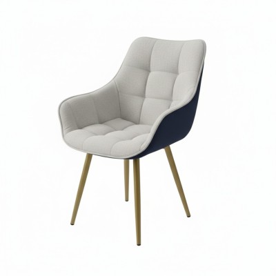 Кресло обеденное "Элегант" сине-серое на золотых ножках.