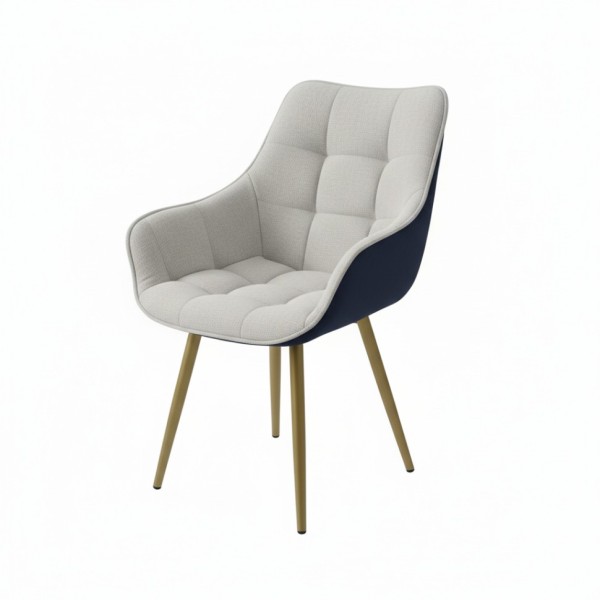 Кресло обеденное "Элегант" сине-серое на золотых ножках.