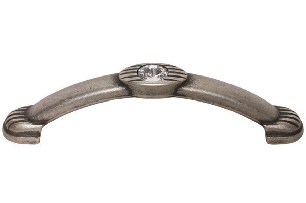 Ручка-скоба 9.1302.0096.17, материал Замак, отделка Серебро Хрусталь, 110x17x29 мм