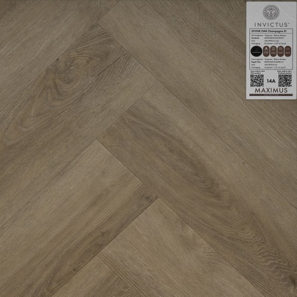 Кварцвиниловая плитка Invictus коллекция Maximus Click Herringbone 31 Divine Oak Champagne