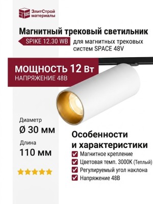 Магнитный трековый светильник SPIKE 12.30 WB