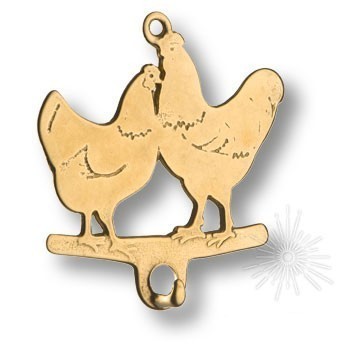 Крючок "Курочки" 15216-B, материал Латунь, отделка Латунь, 80*80 мм