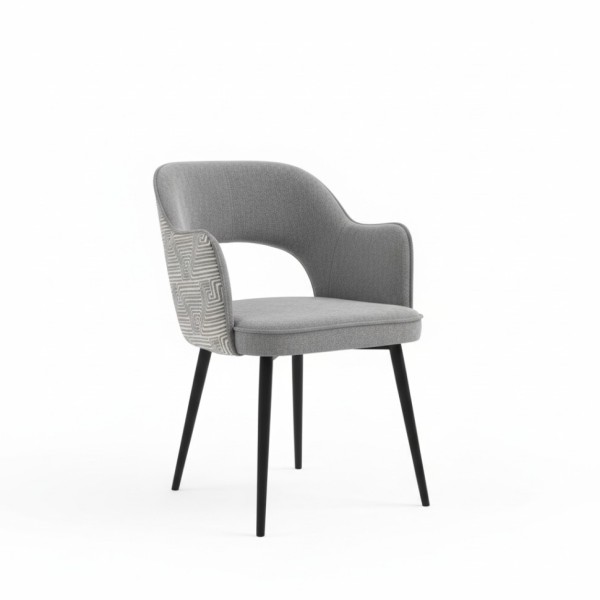 Кресло обеденное "Элегант" серое с черными ножками.