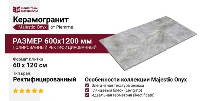 Piemme Majestic Onyx Iron Grey Lev/Ret 60x120 05535