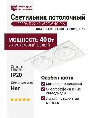 Светильник потолочный SFERA R 22.40 W 2FW NO DIM