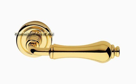 Дверная ручка на круглой розетке "ALDAR" OZ  923/103, материал Латунь, отделка Золото, 140*50 мм