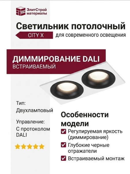 Светильник потолочный CITY X 22.40 B 2FW DALI