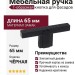 Ручка кнопка 8.1177.0012.0252, материал Замак, цвет Чёрный, отделка Черный, 65*10*28 мм