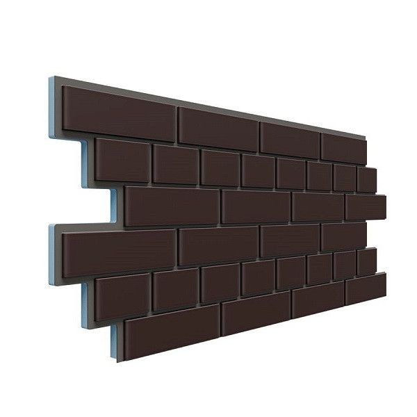 Фасадная термопанель Доломит 20мм в цвете Коричневый, кирпичный стиль.