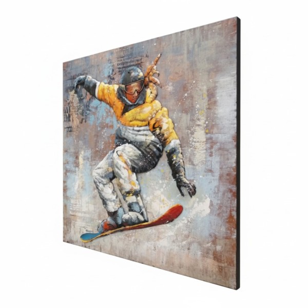 Картина из металла. Сноубордист. Размер: 100х100 см.