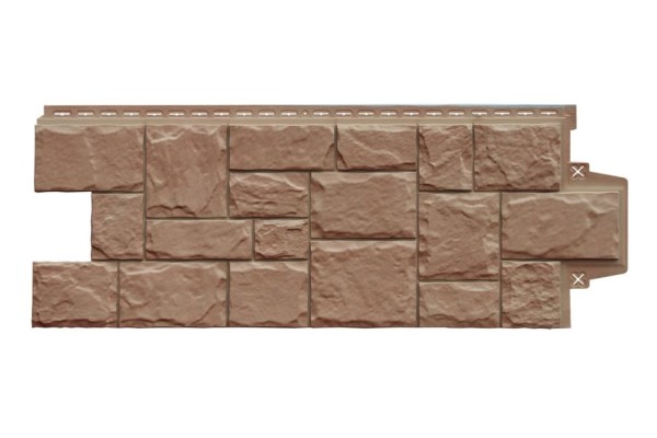 Фасадная панель Grand Line, Крупный Камень Design Plus, Миндаль